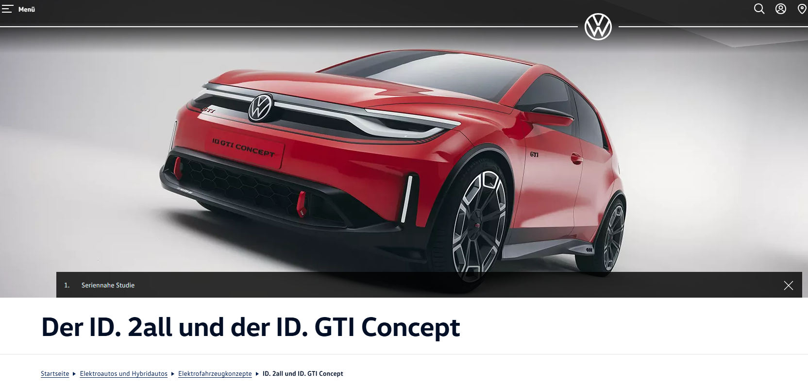VW ID.2 auf der VW Webseite